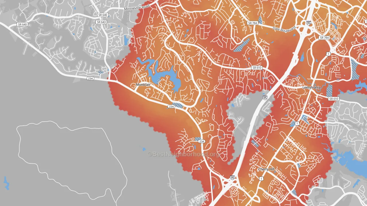 Transit Grade map of 22025, VA