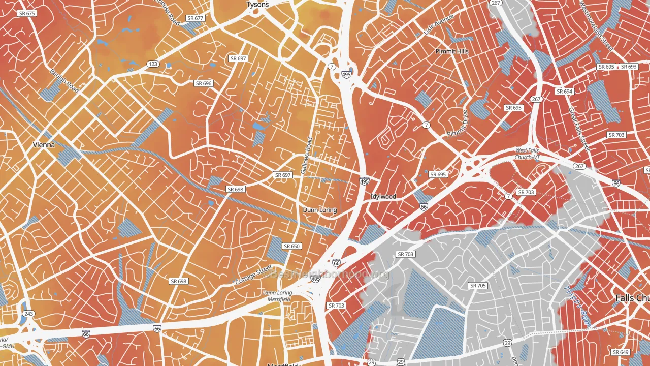 Transit Grade map of 22027, VA