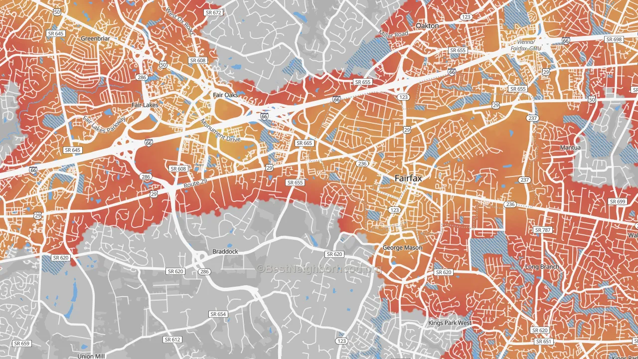 Transit Grade map of 22030, VA