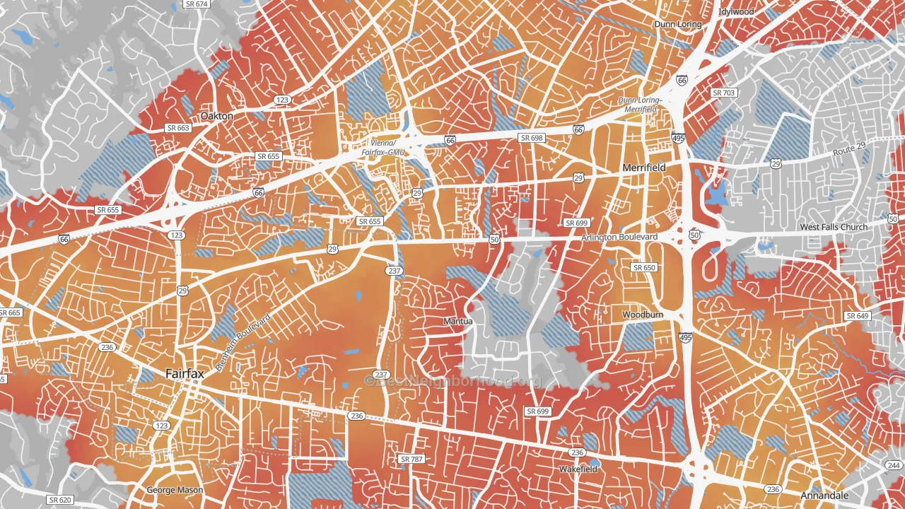 Transit Grade map of 22031, VA