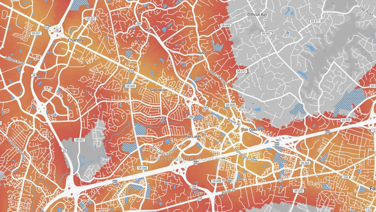 Transit Grade map of 22033, VA