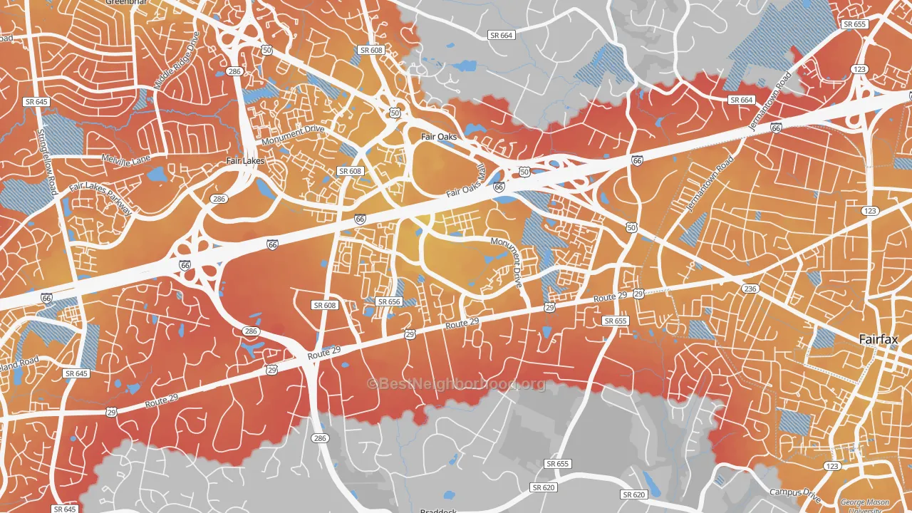Transit Grade map of 22035, VA