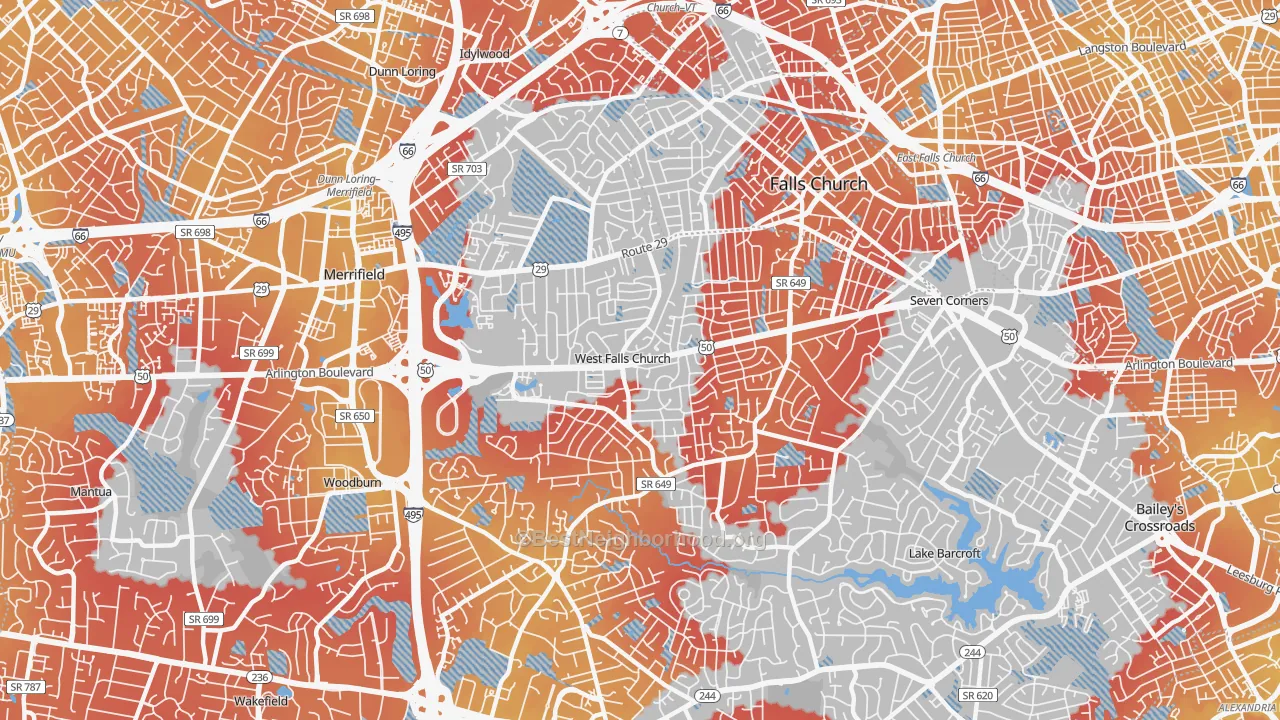 Transit Grade map of 22042, VA