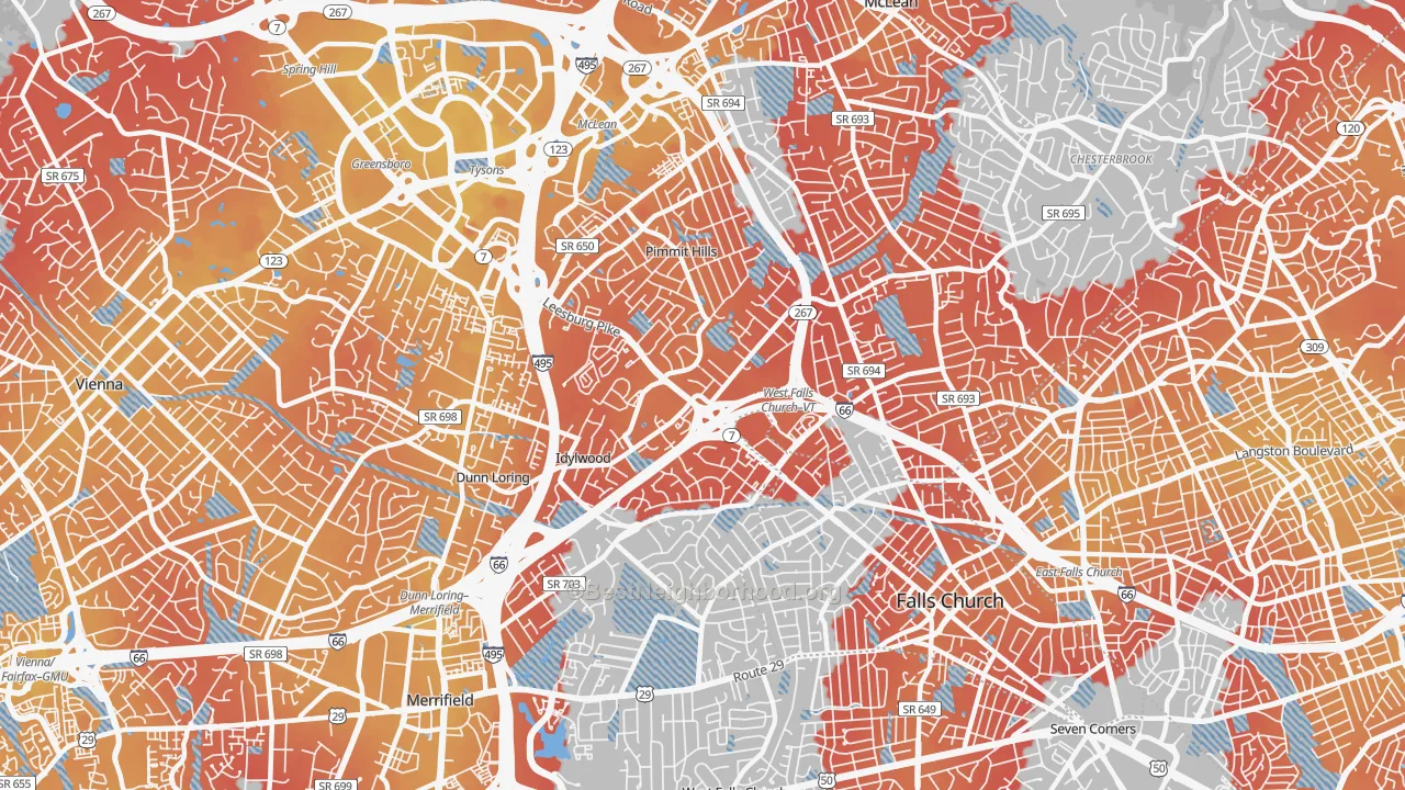 Transit Grade map of 22043, VA
