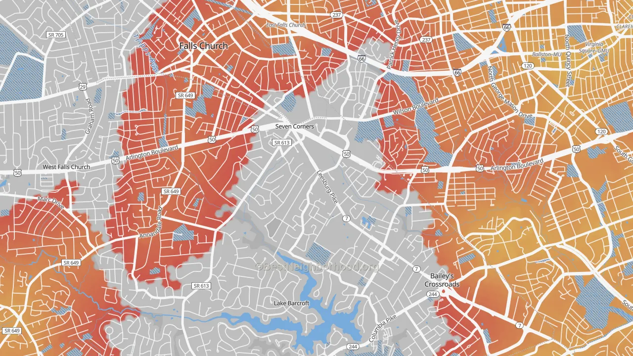 Transit Grade map of 22044, VA