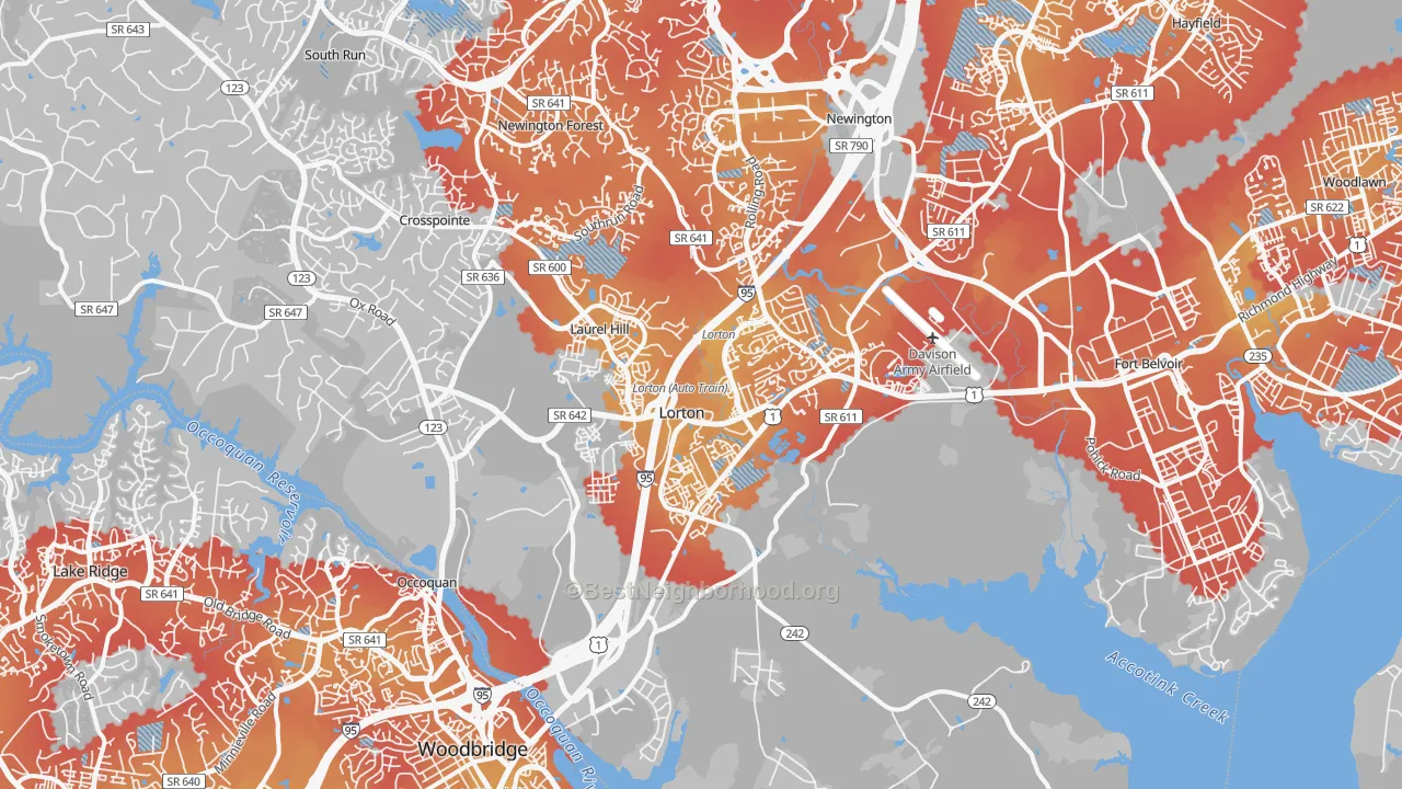 Transit Grade map of 22079, VA
