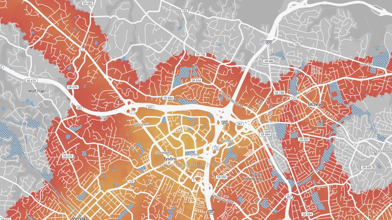 Transit Grade map of 22102, VA