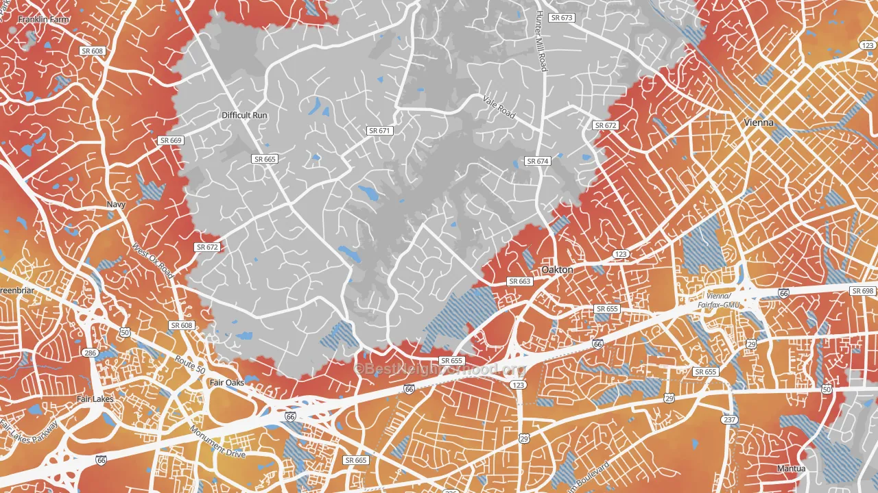 Transit Grade map of 22124, VA
