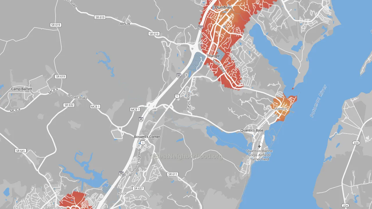 Transit Grade map of 22134, VA