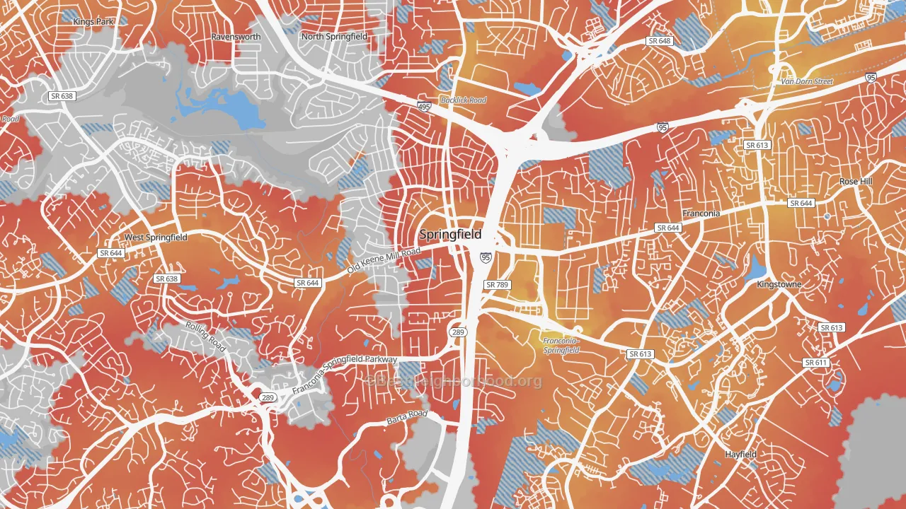 Transit Grade map of 22150, VA