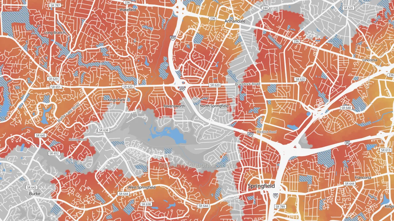Transit Grade map of 22151, VA
