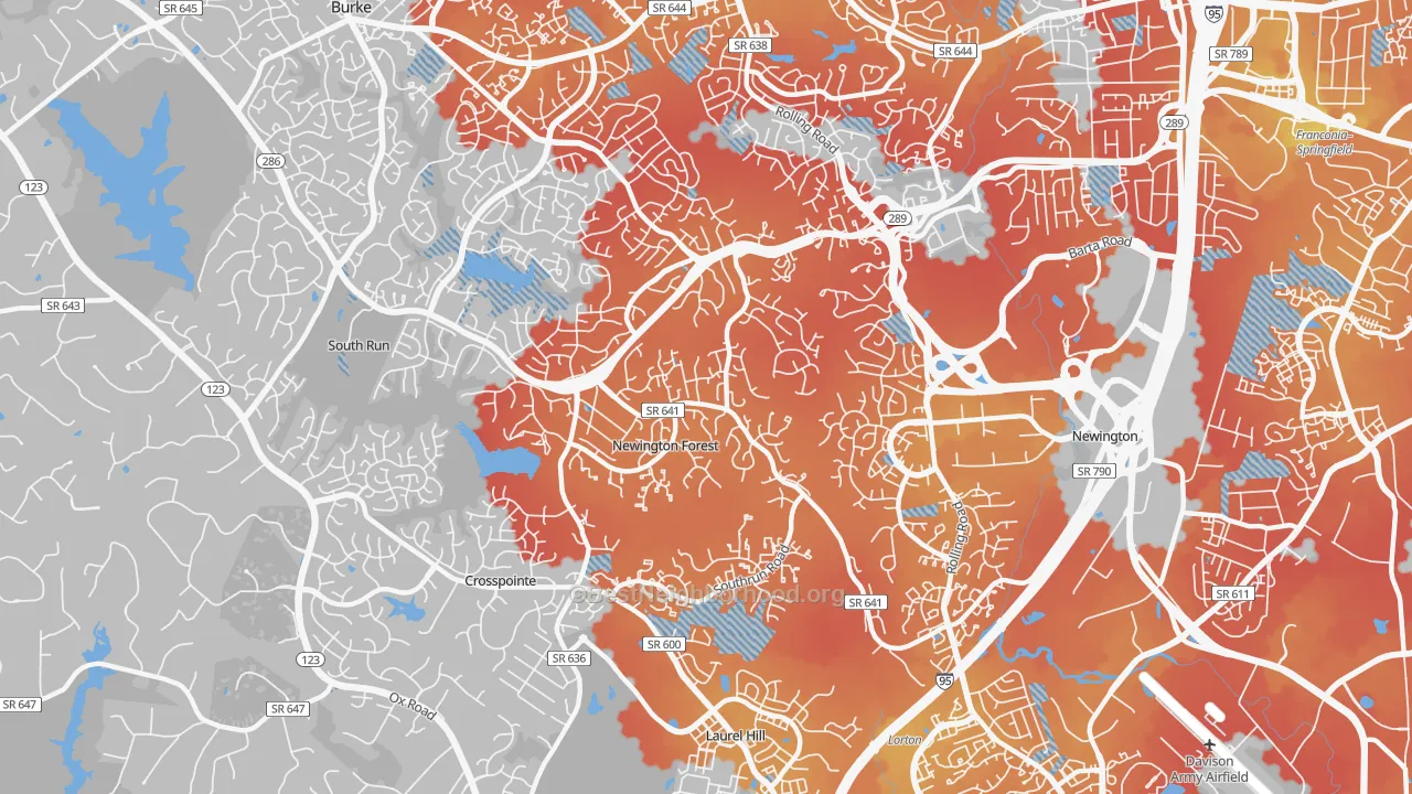 Transit Grade map of 22153, VA