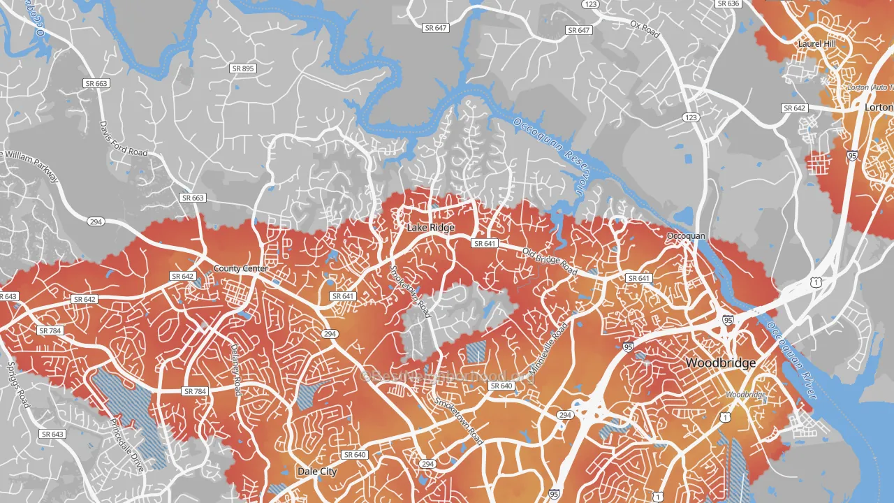 Transit Grade map of 22192, VA