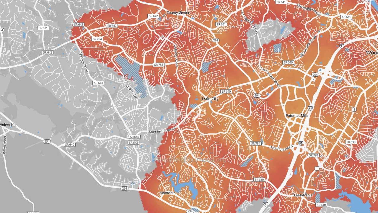 Transit Grade map of 22193, VA