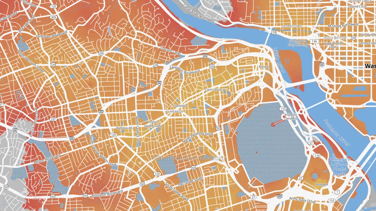 Transit Grade map of 22201, VA