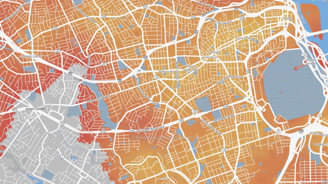 Transit Grade map of 22203, VA