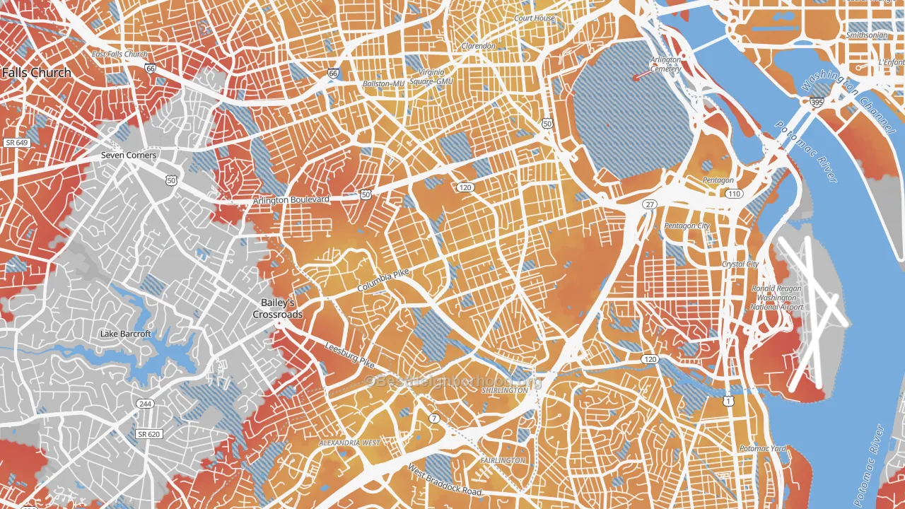 Transit Grade map of 22204, VA