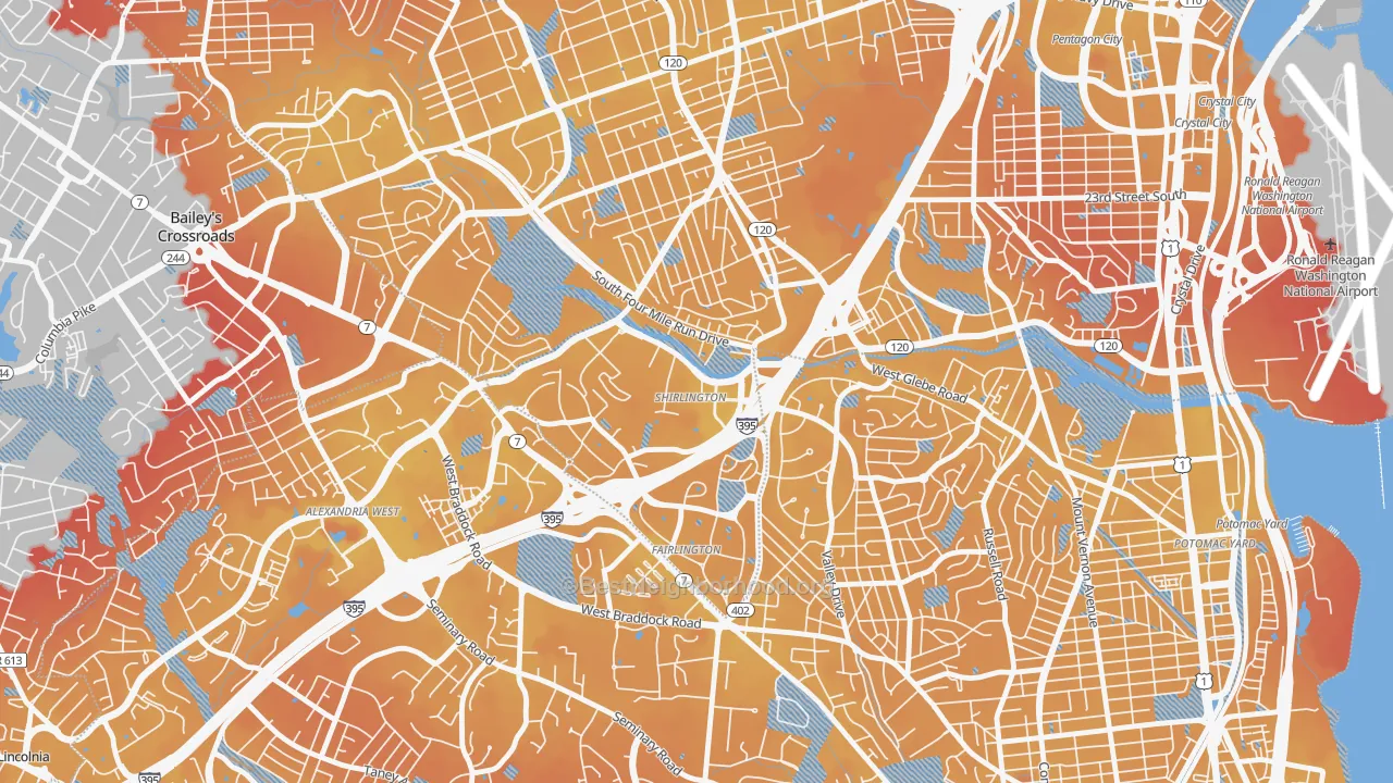 Transit Grade map of 22206, VA