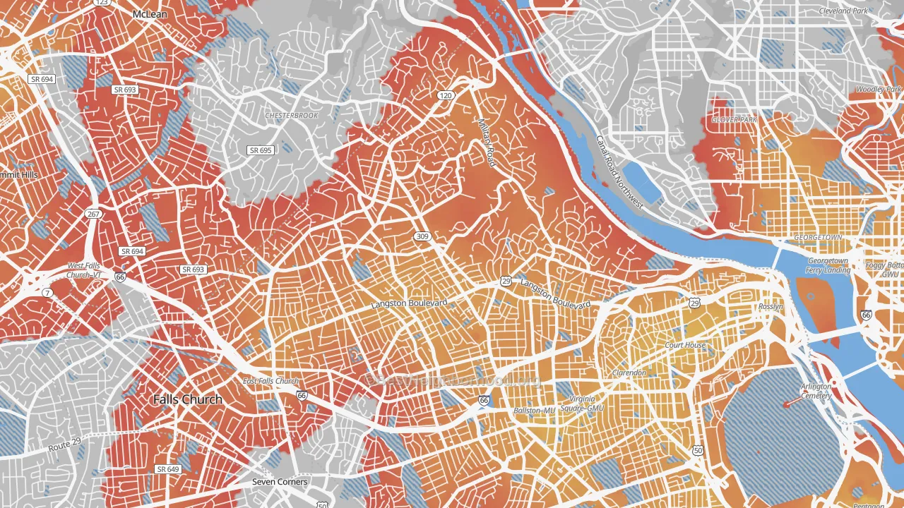 Transit Grade map of 22207, VA