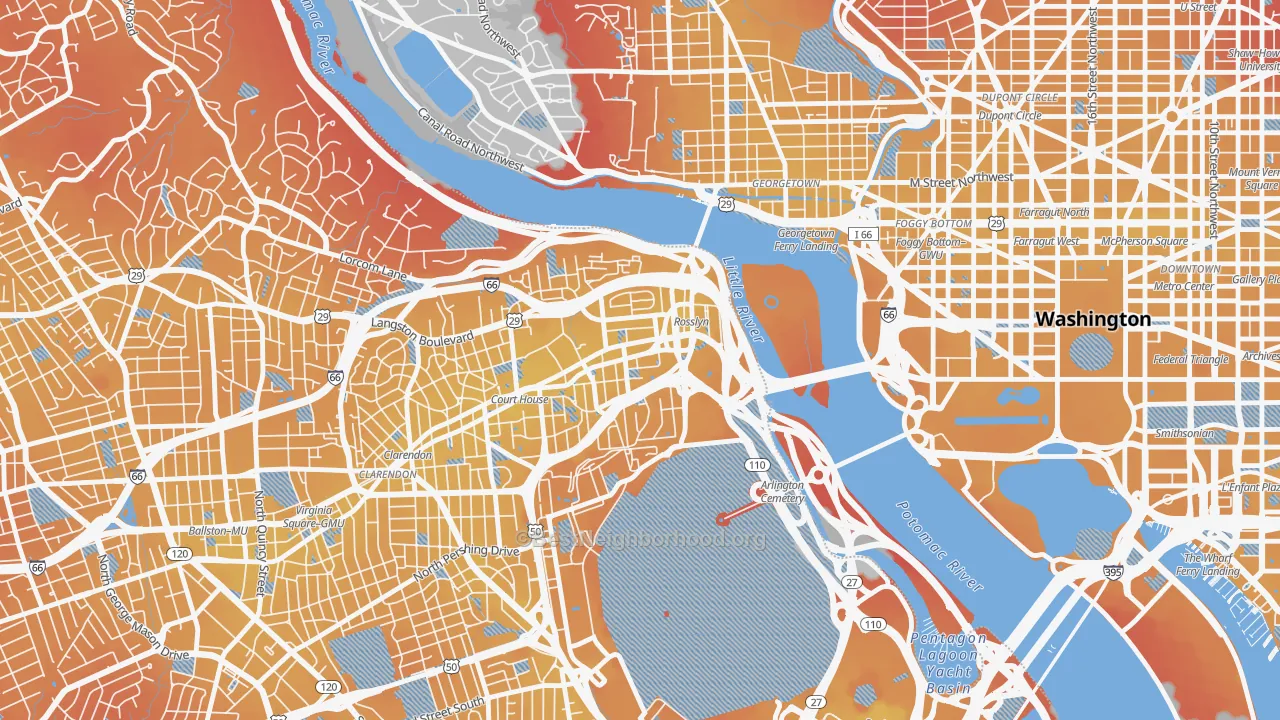 Transit Grade map of 22209, VA