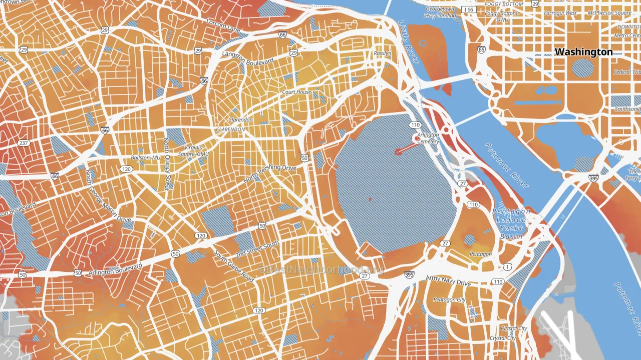 Transit Grade map of 22211, VA