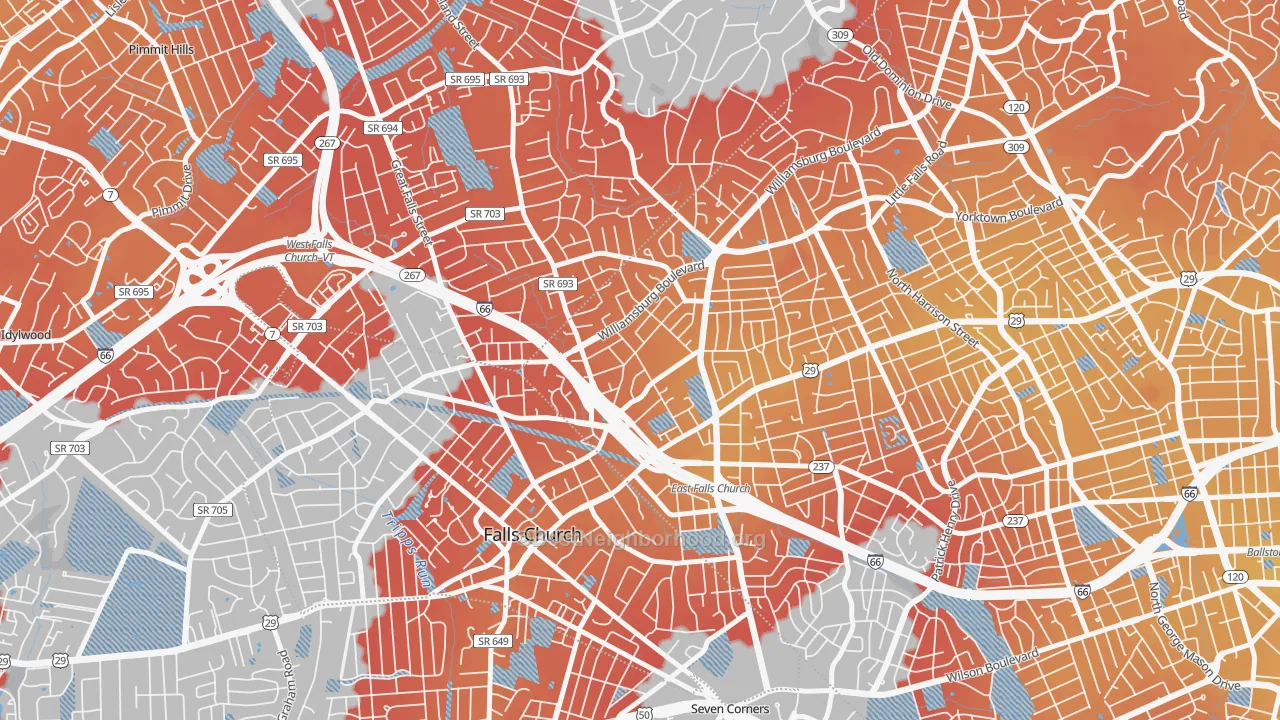 Transit Grade map of 22213, VA
