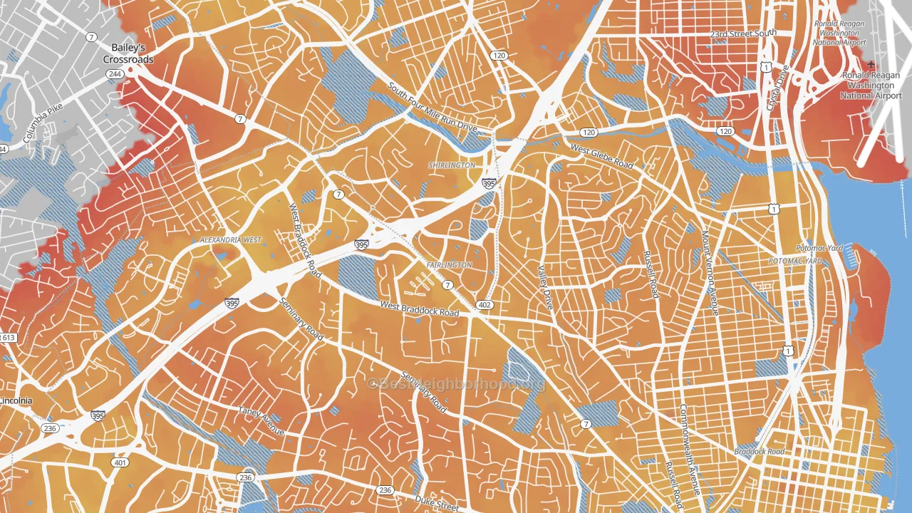 Transit Grade map of 22302, VA