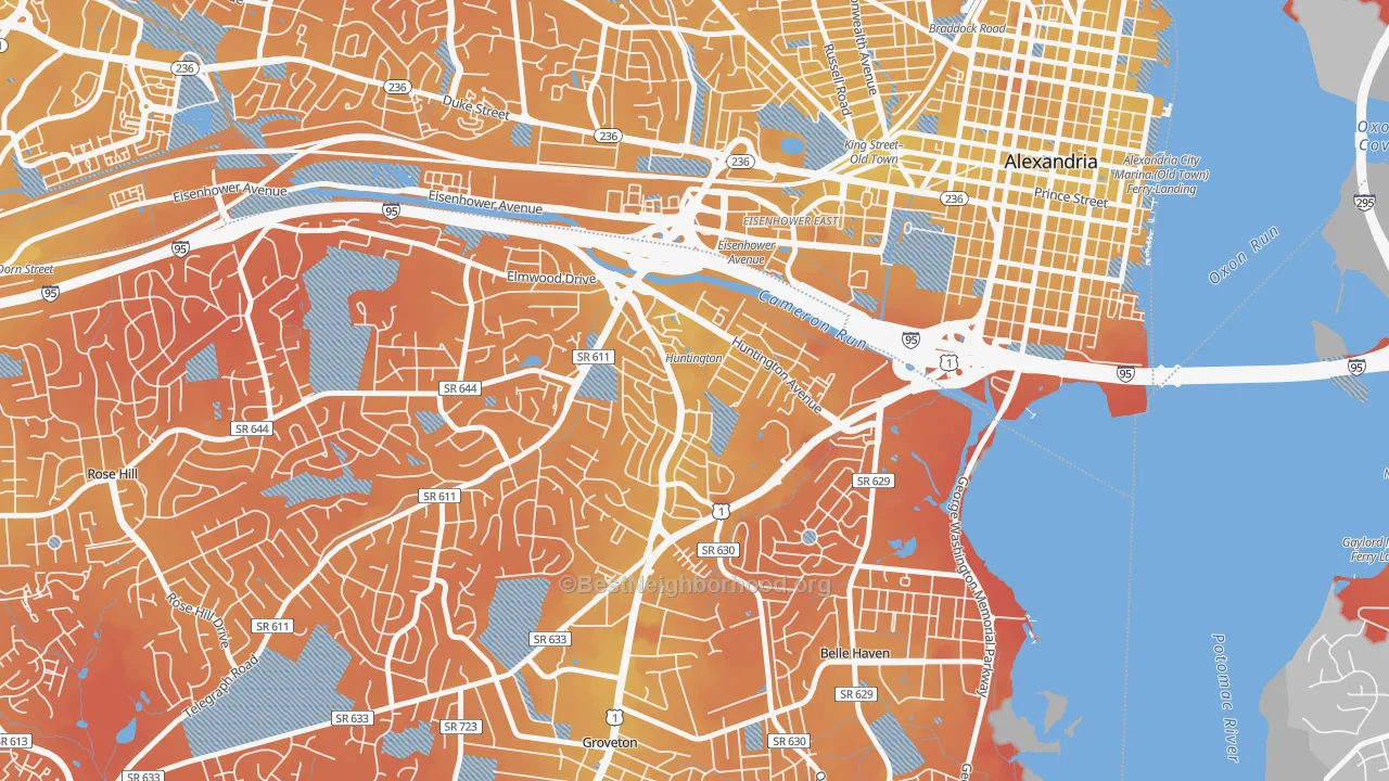 Transit Grade map of 22303, VA