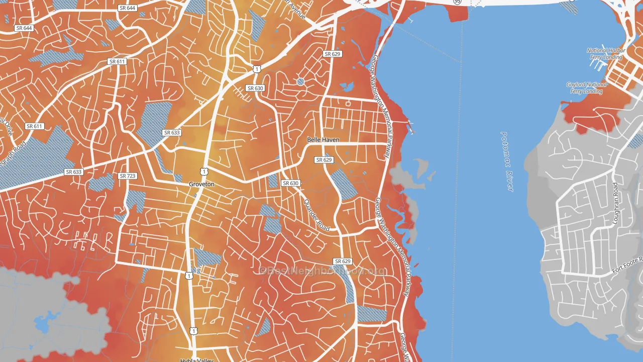 Transit Grade map of 22307, VA