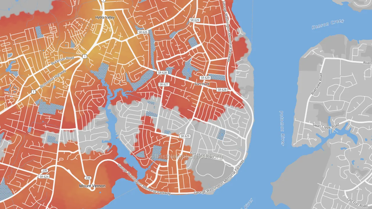 Transit Grade map of 22308, VA