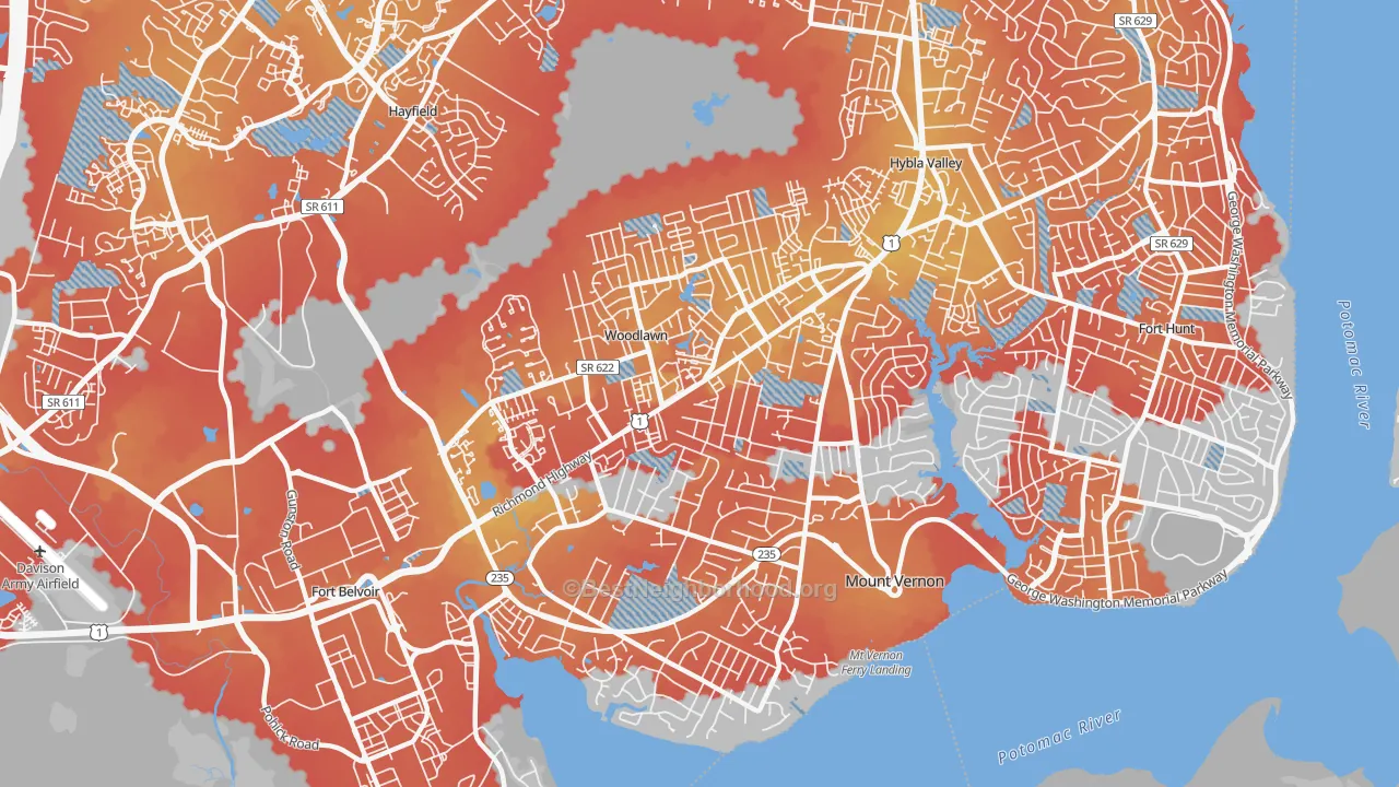 Transit Grade map of 22309, VA
