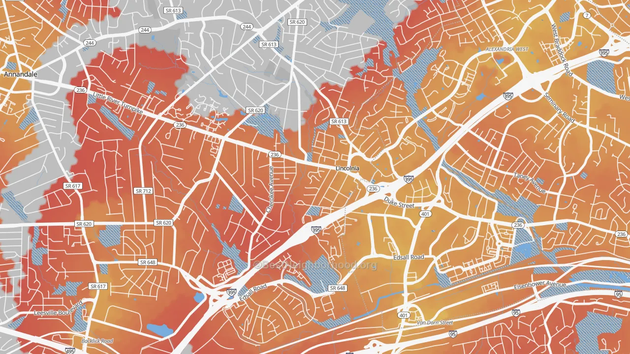 Transit Grade map of 22312, VA