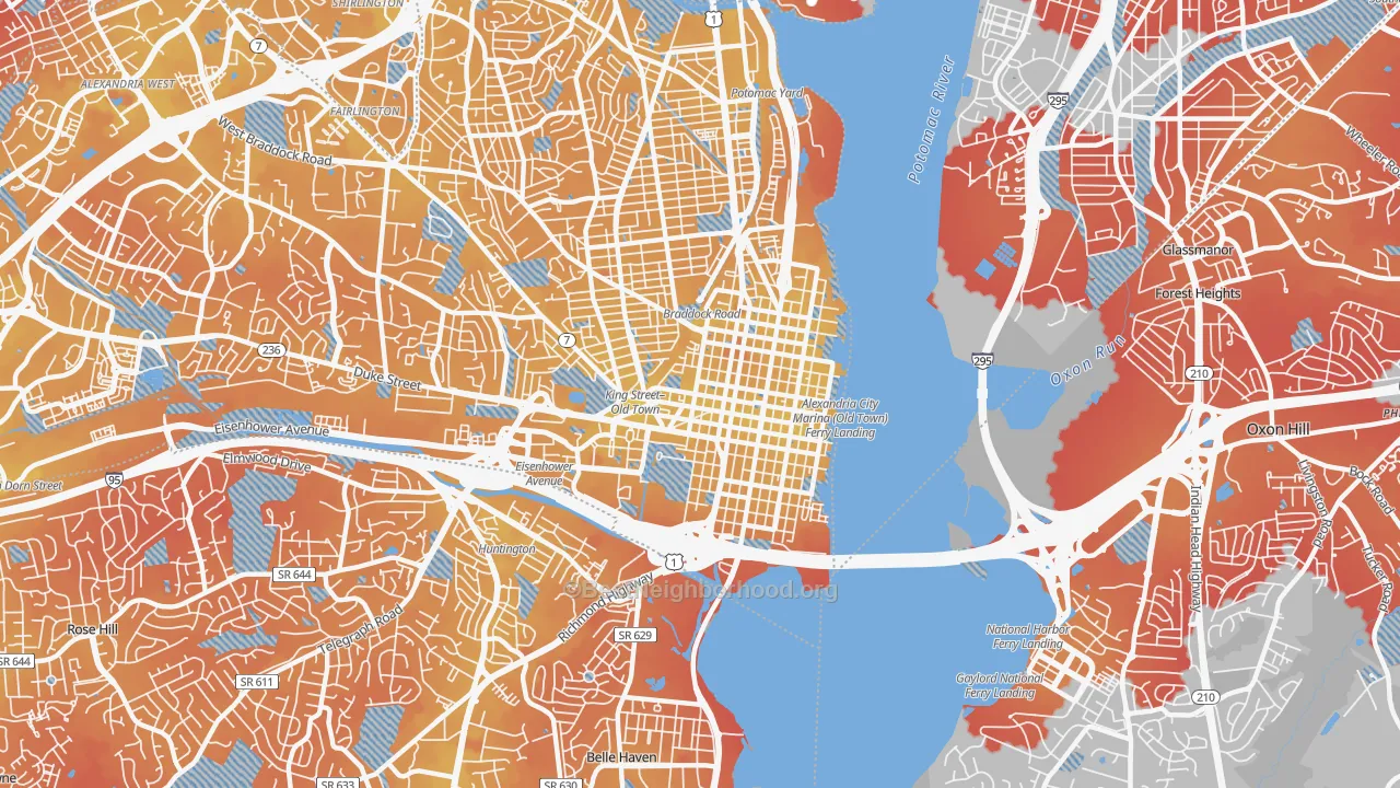 Transit Grade map of 22314, VA