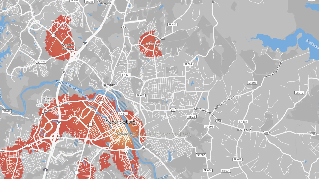 Transit Grade map of 22405, VA