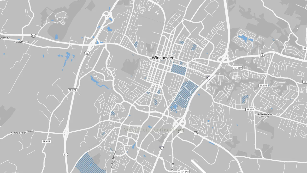 Transit Grade map of 22601, VA