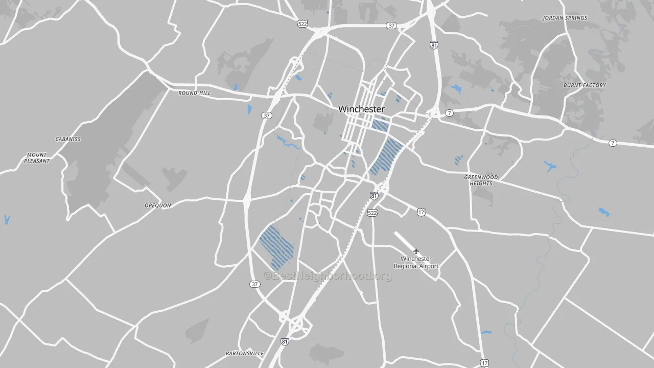Transit Grade map of 22602, VA