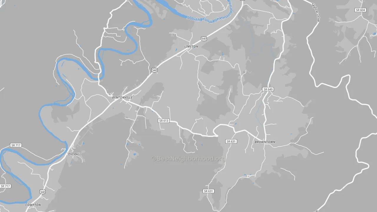 Transit Grade map of 22610, VA
