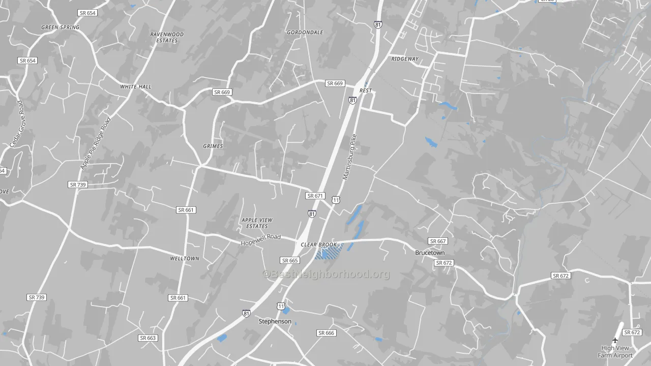 Transit Grade map of 22624, VA