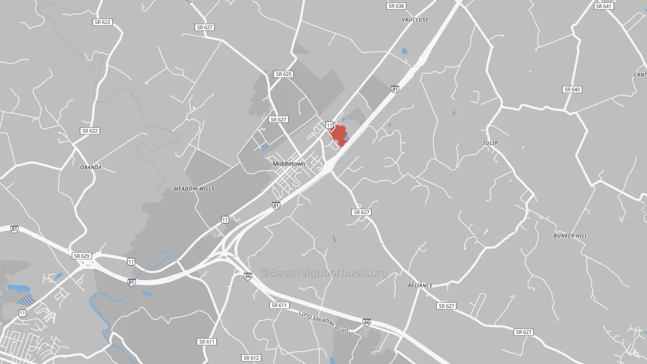 Transit Grade map of 22645, VA