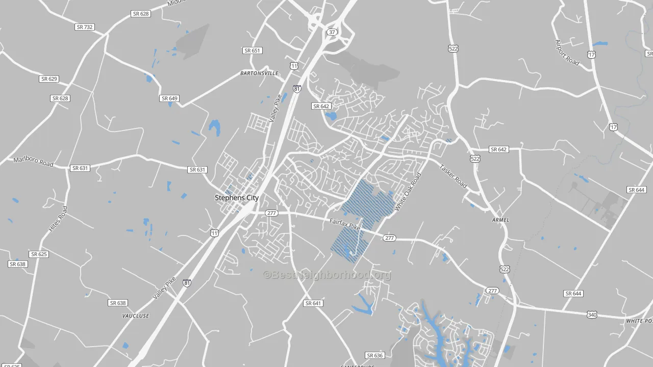 Transit Grade map of 22655, VA