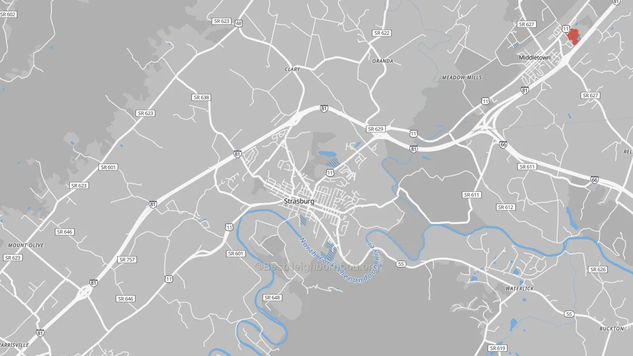 Transit Grade map of 22657, VA