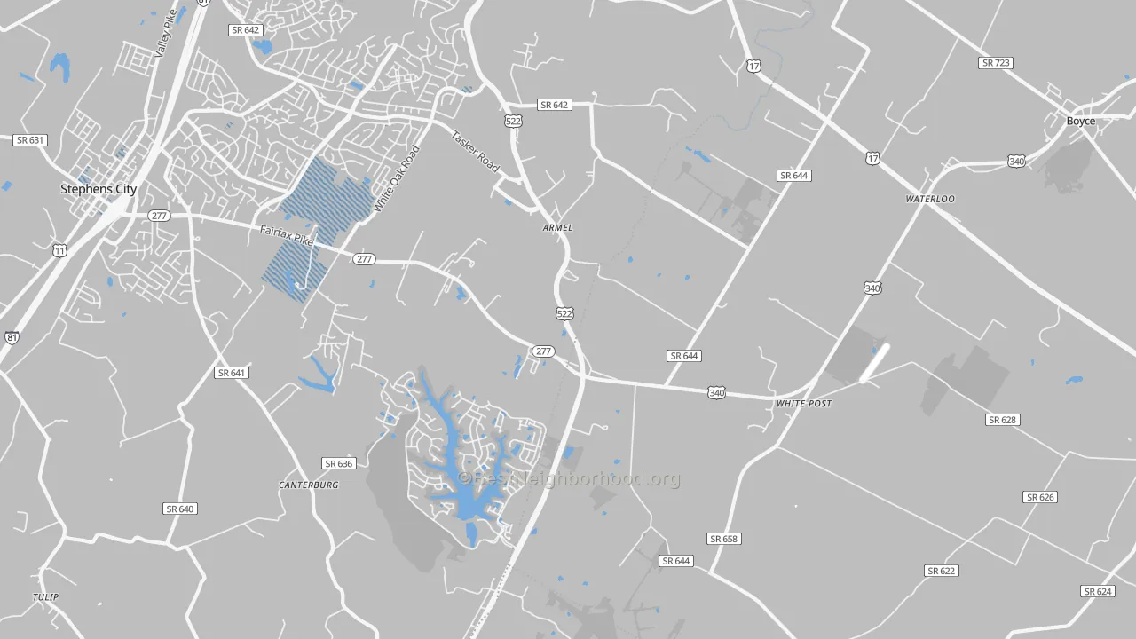 Transit Grade map of 22663, VA