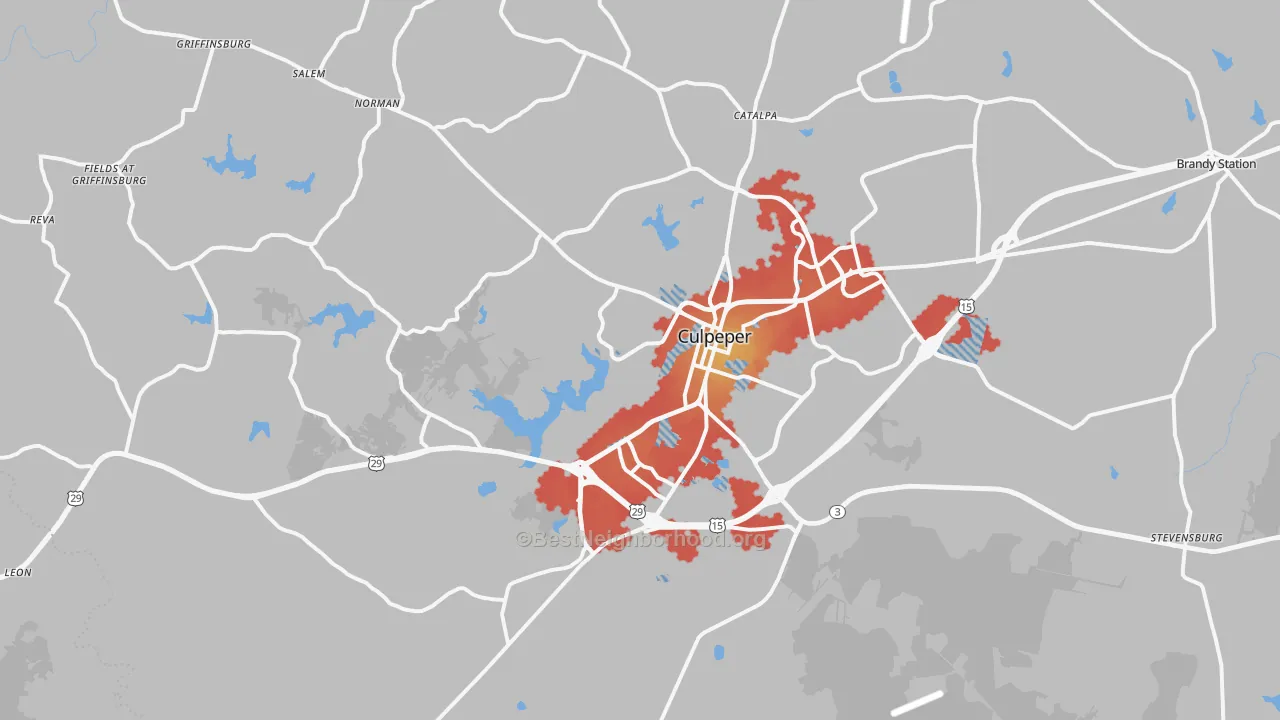Transit Grade map of 22701, VA