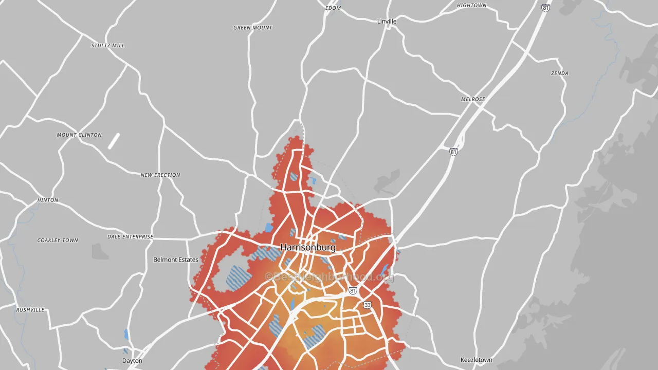 Transit Grade map of 22802, VA