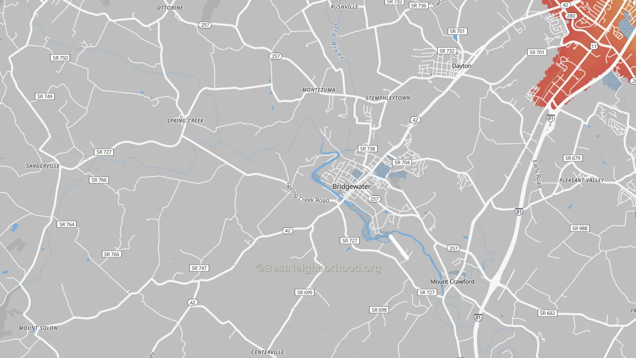 Transit Grade map of 22812, VA