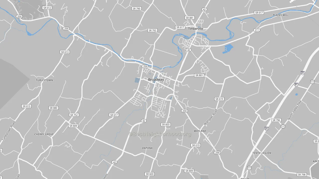Transit Grade map of 22815, VA