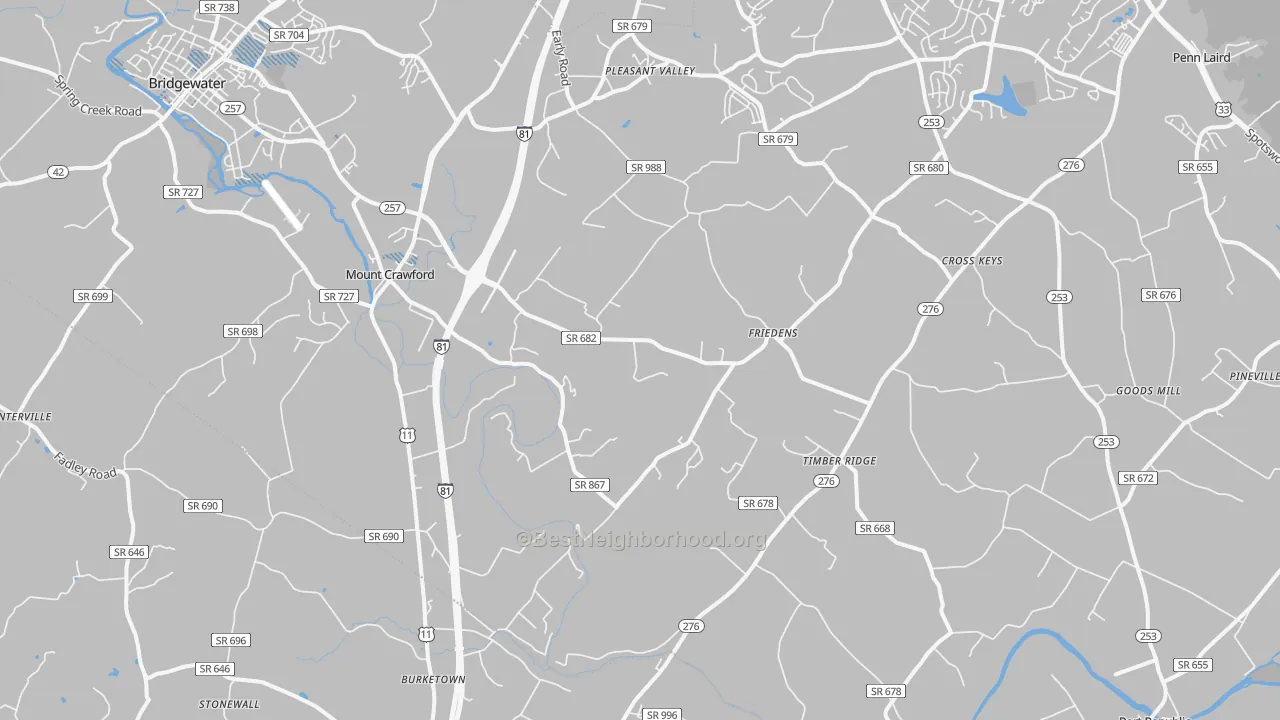Transit Grade map of 22841, VA