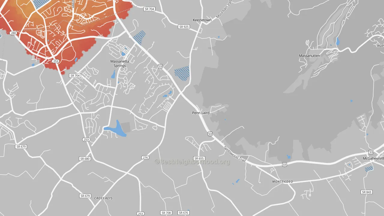 Transit Grade map of 22846, VA