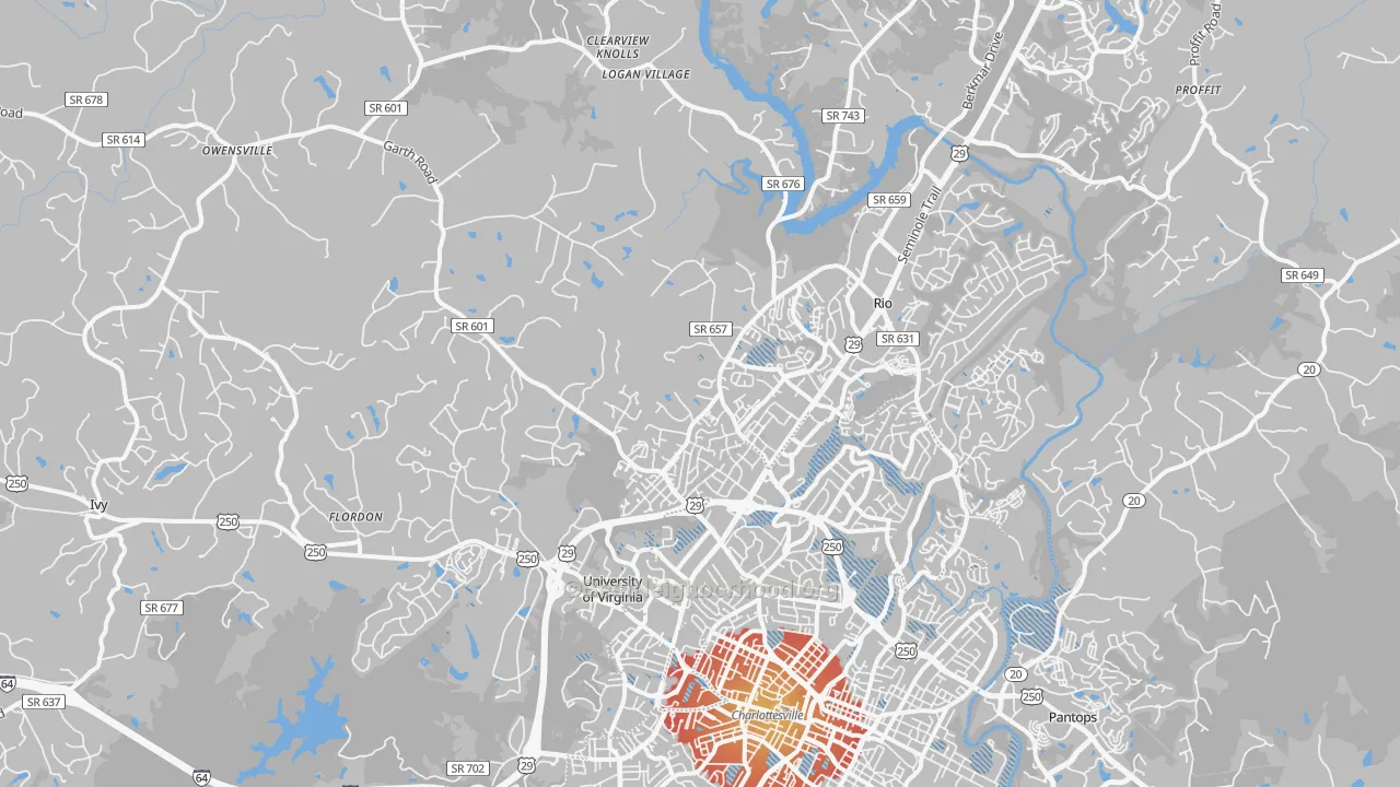Transit Grade map of 22901, VA