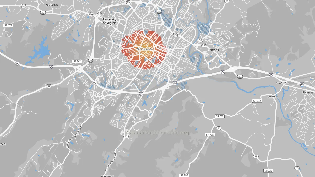 Transit Grade map of 22902, VA